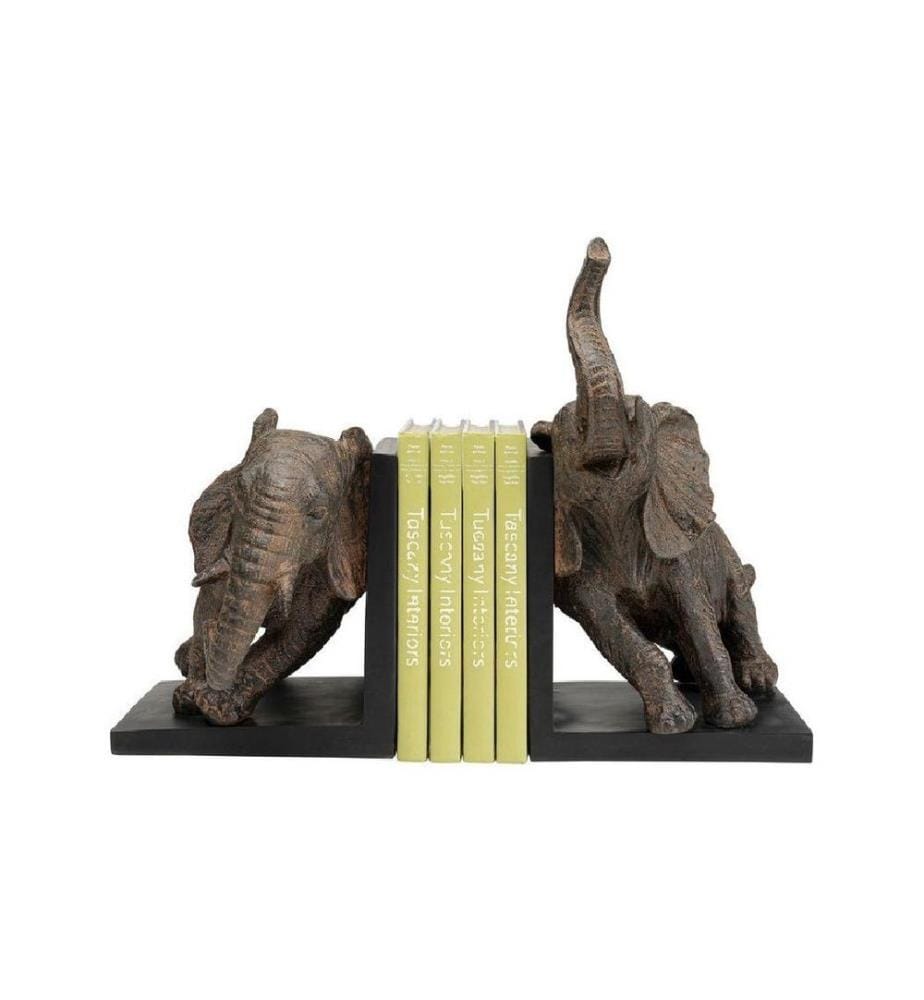Kare Kits de serre-livres Éléphants, ensemble de 2 Brun