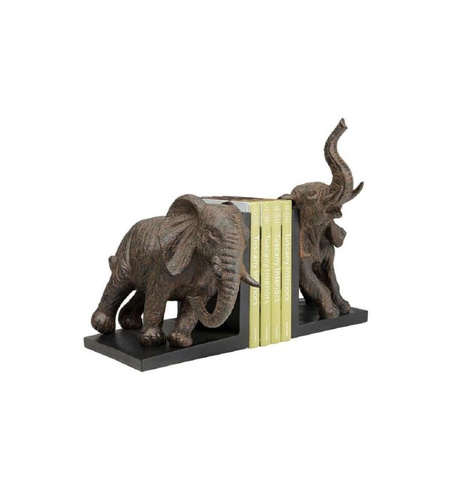 Kare Kits de serre-livres Éléphants, ensemble de 2 Brun