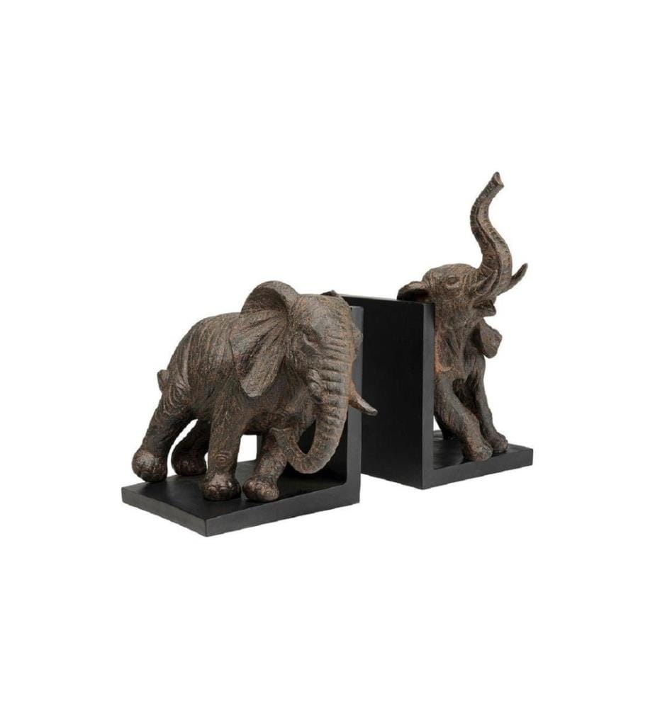 Kare Kits de serre-livres Éléphants, ensemble de 2 Brun