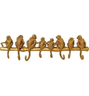 Kare Wandgarderobe Monkey 8 Haken, Gold
