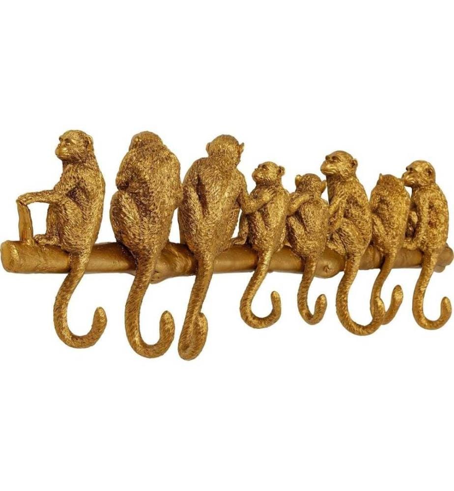 Kare Wandgarderobe Monkey 8 Haken, Gold