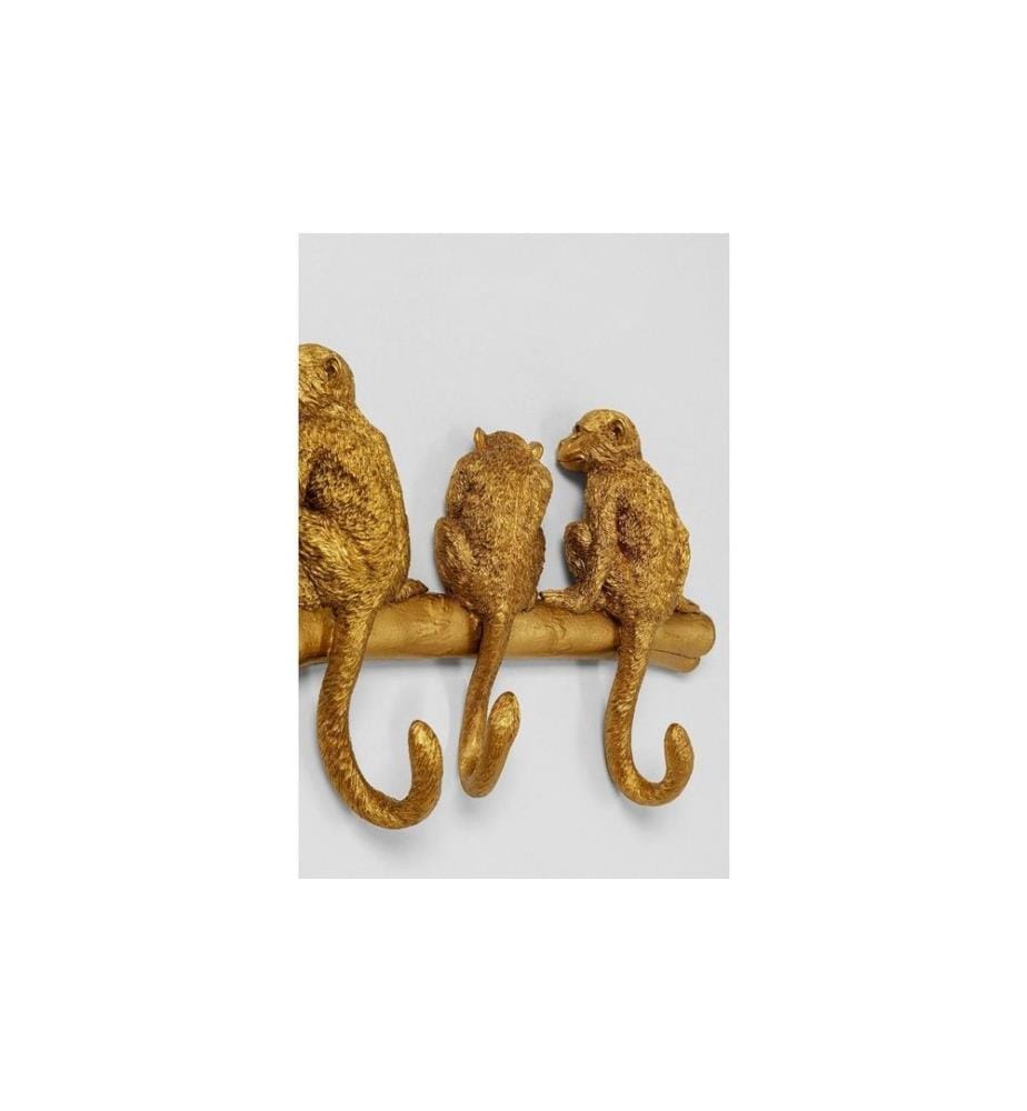 Kare Wandgarderobe Monkey 8 Haken, Gold