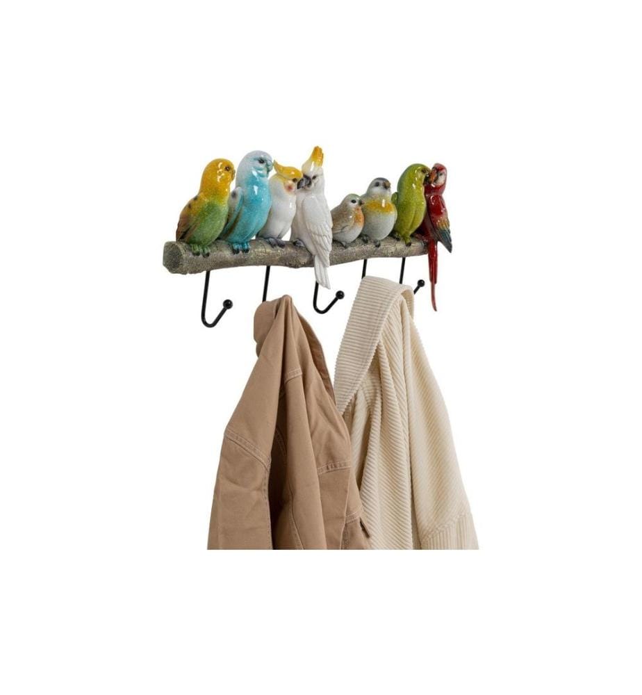 Kare Wandgarderobe Exotic Birds 5 Haken, Mehrfarbig