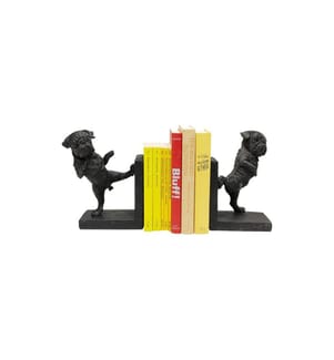 Kare Buchstütze Dancing Dogs 2er Set, Schwarz