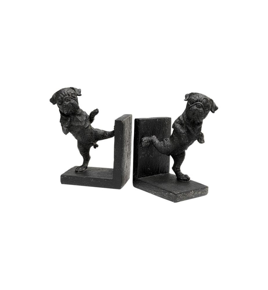 Kare Buchstütze Dancing Dogs 2er Set, Schwarz