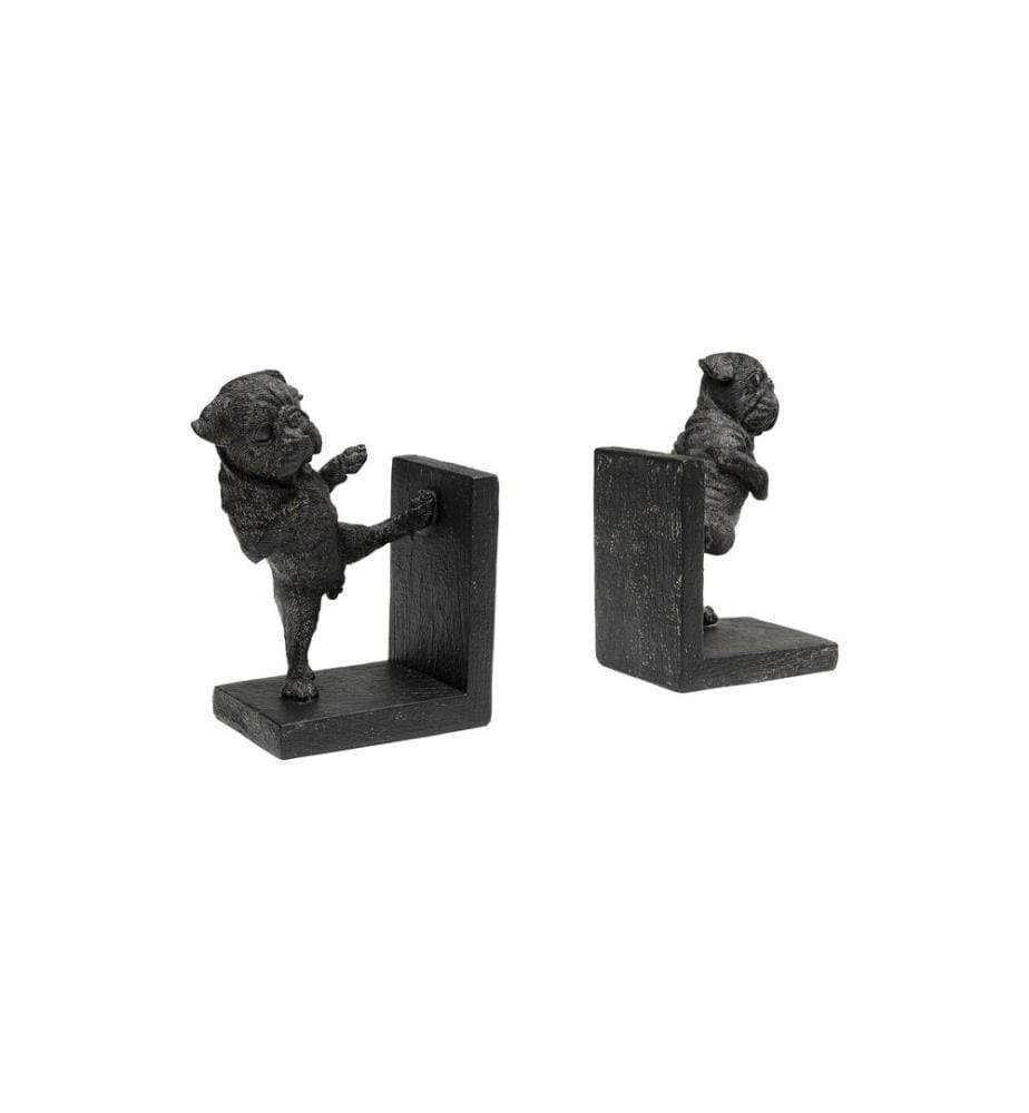 Kare Buchstütze Dancing Dogs 2er Set, Schwarz