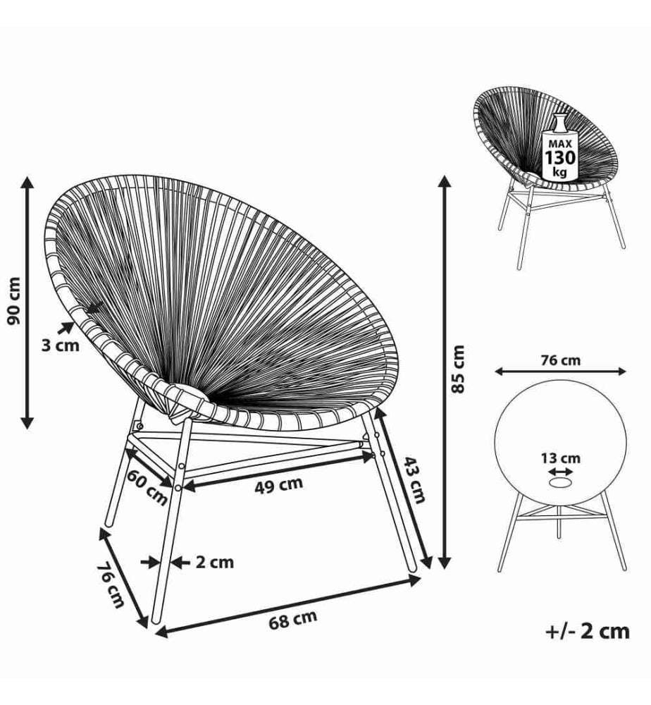Chaise de jardin ACAPULCO Polyrotin Rose fushia