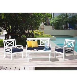 Sedia da giardino BALTIC Legno d'acacia Blu marino