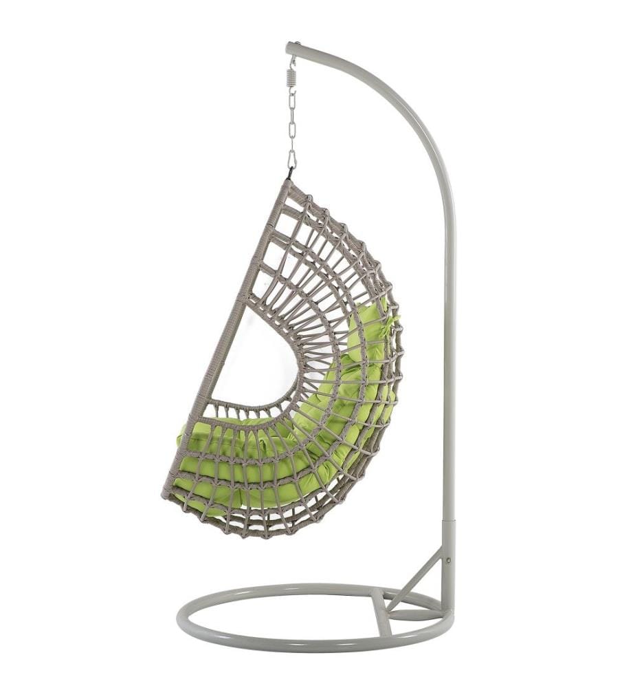 Poltrona sospesa con supporto da pavimento ARPINO Rattan sintetico (PE) Beige
