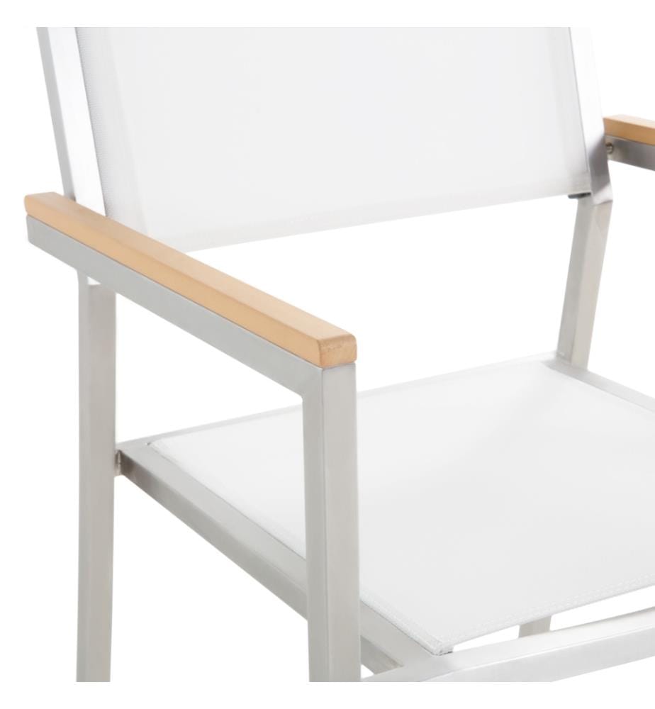 Lot de 6 chaises de jardin GROSSETO Acier inox Blanc