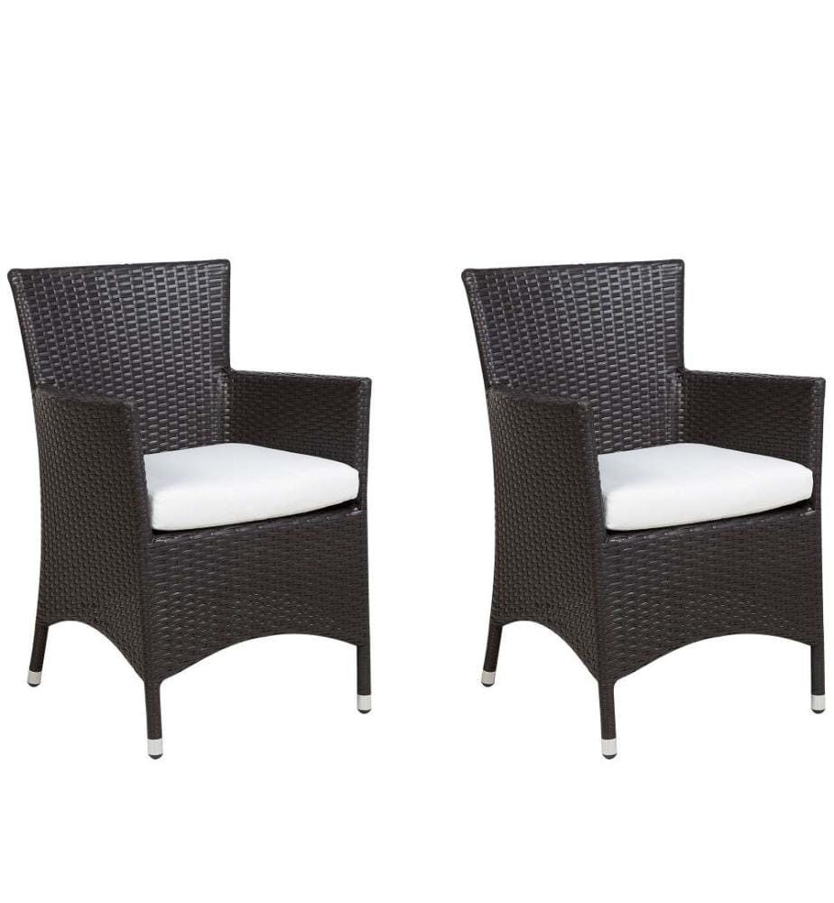 Set of 2 Garden Chairs with Cushions ITALY PE Rattan Dark Brown