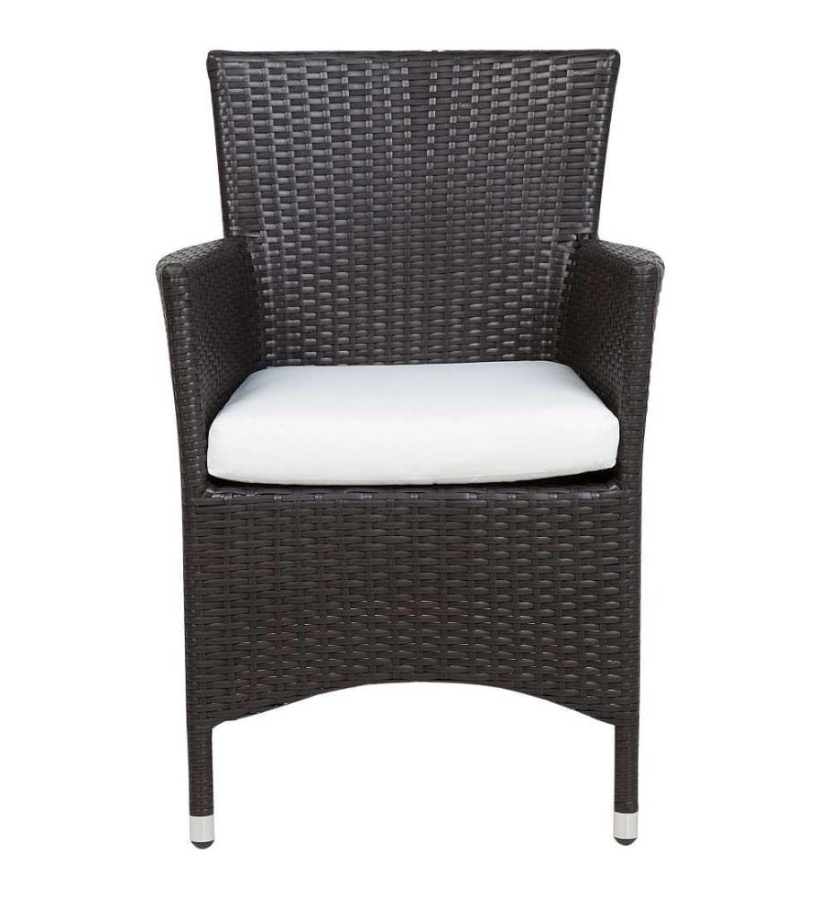 Set of 2 Garden Chairs with Cushions ITALY PE Rattan Dark Brown