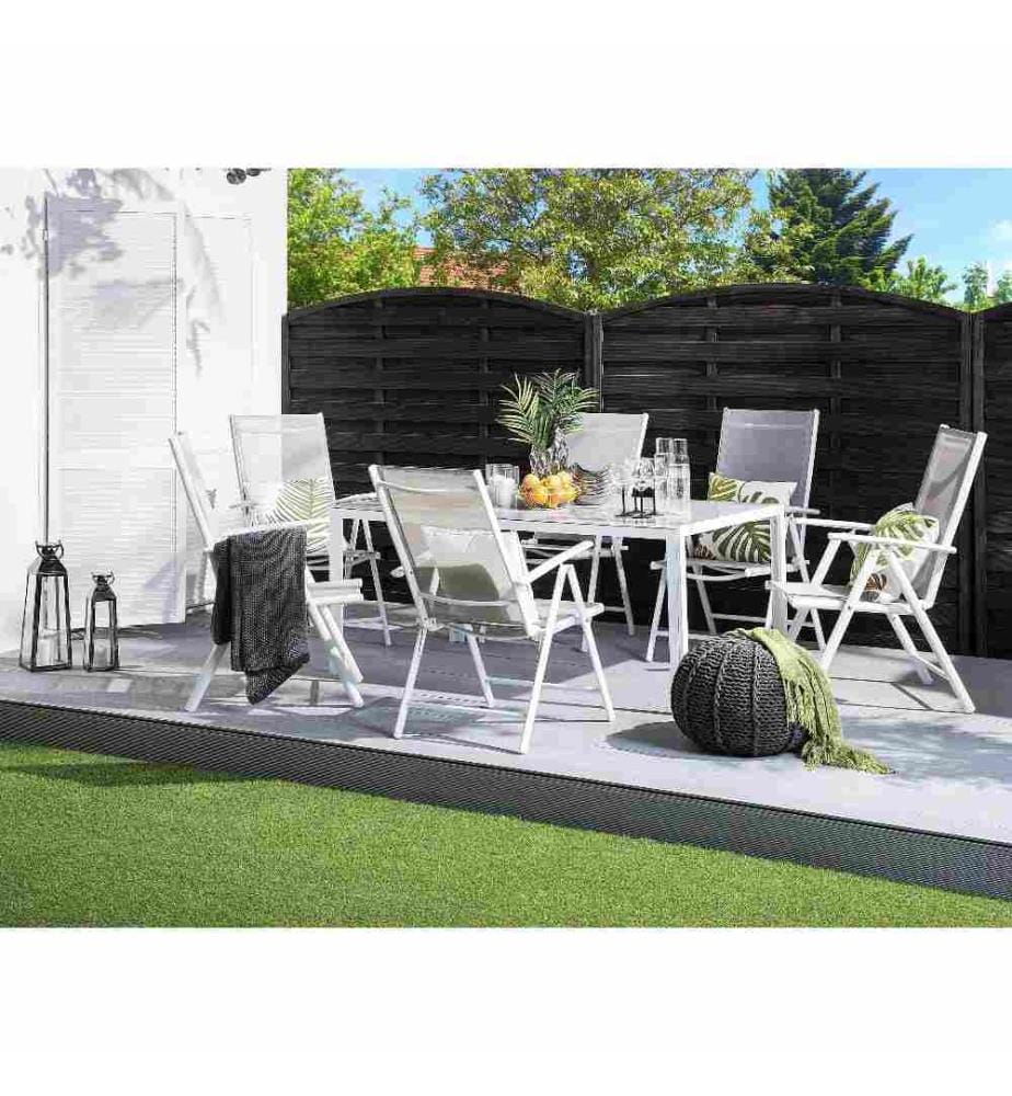 Gartentisch CATANIA 160 cm 91 cm Glas Grau