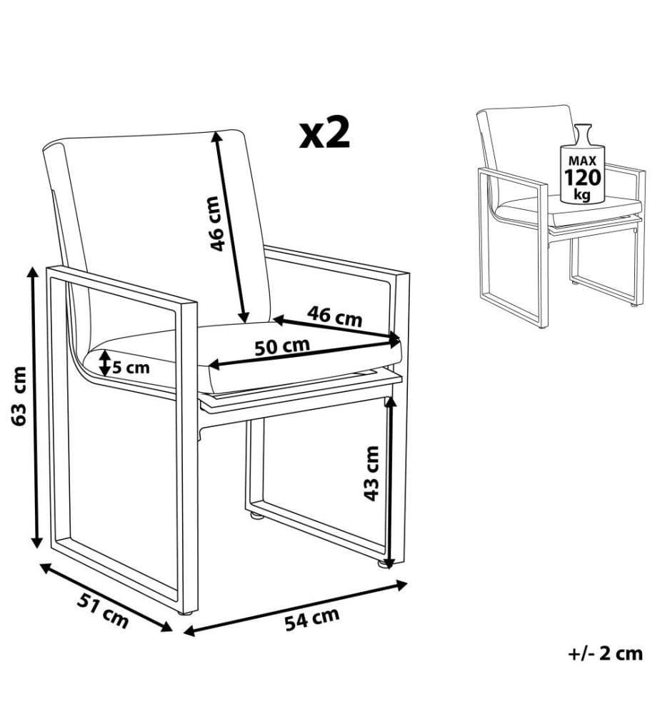 Set mit 2 Stühlen und Sitzkissen PANCOLE Stoff Grau