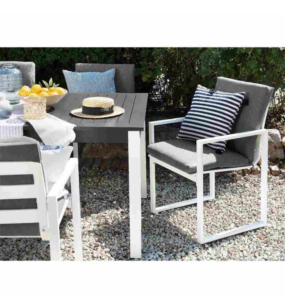 Set mit 4 Stühlen und Sitzkissen PANCOLE Stoff Grau