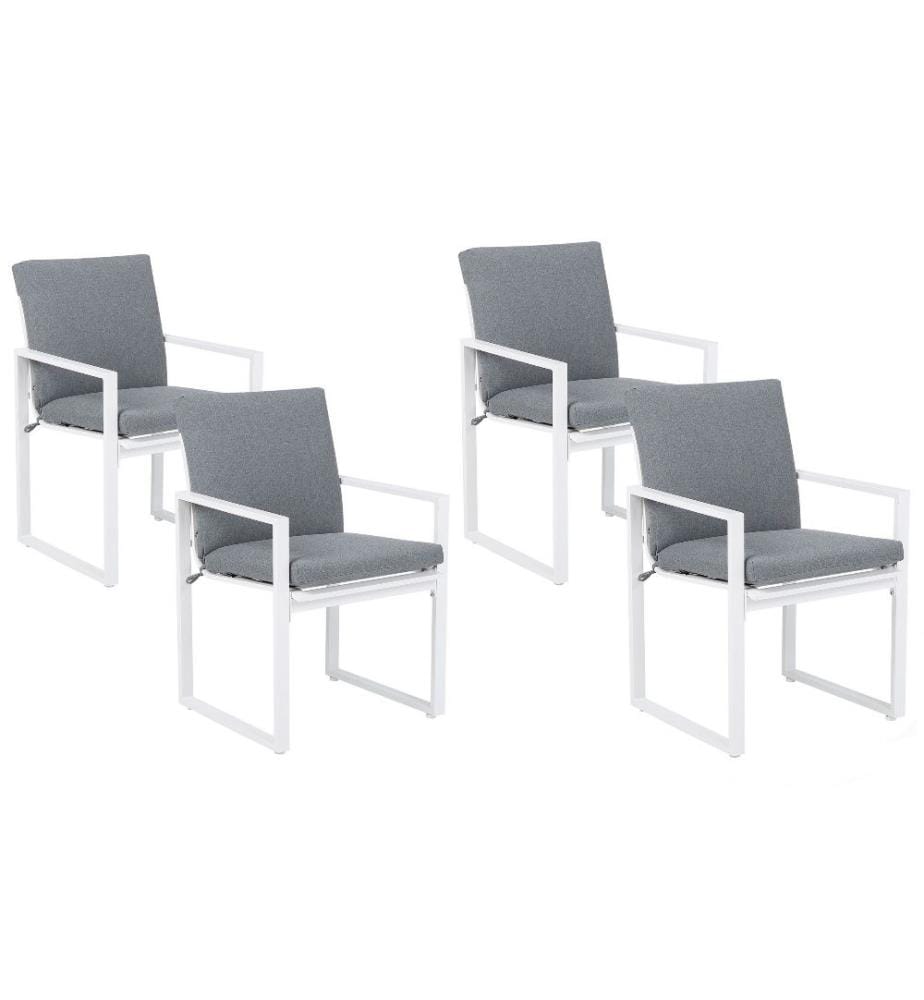 Set mit 4 Stühlen und Sitzkissen PANCOLE Stoff Grau
