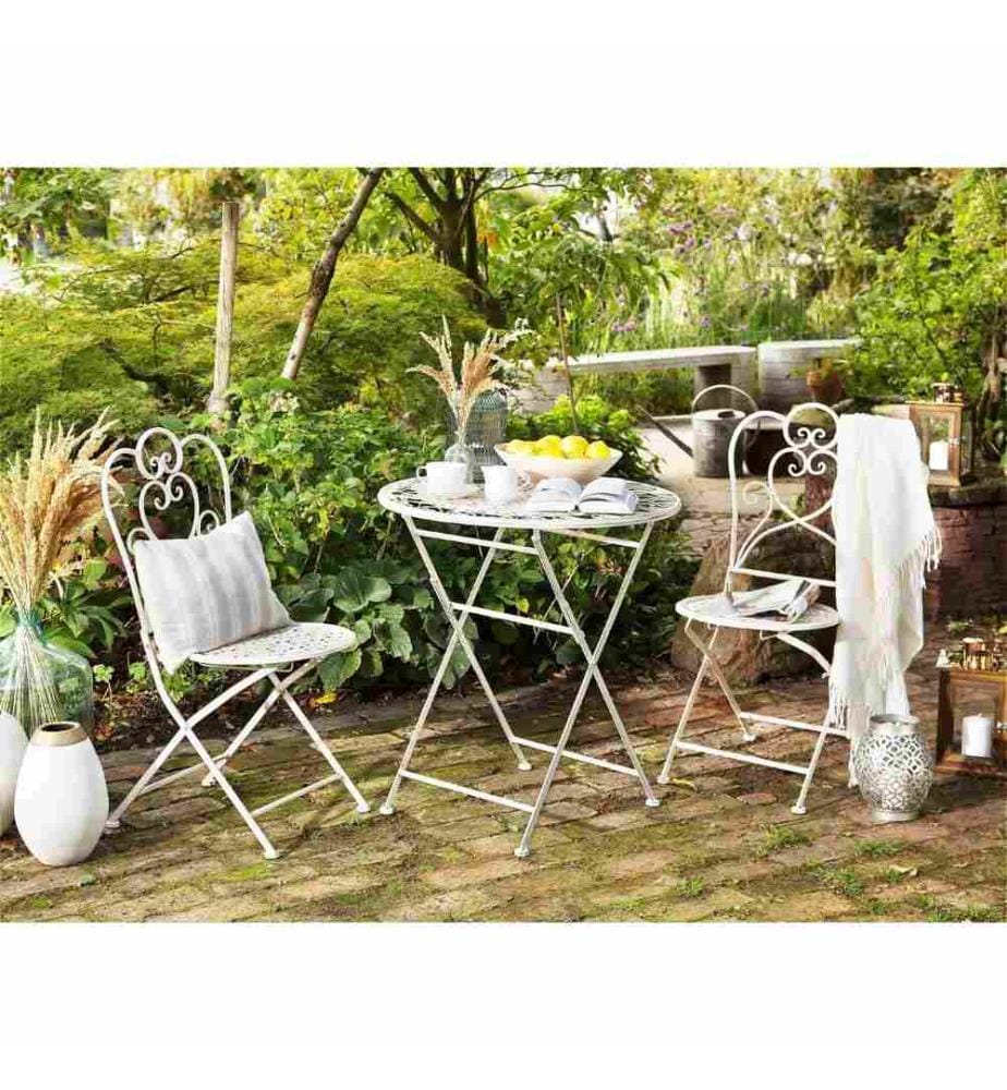 Table bistrot TRIESTE 70 cm 70 cm Métal Beige clair