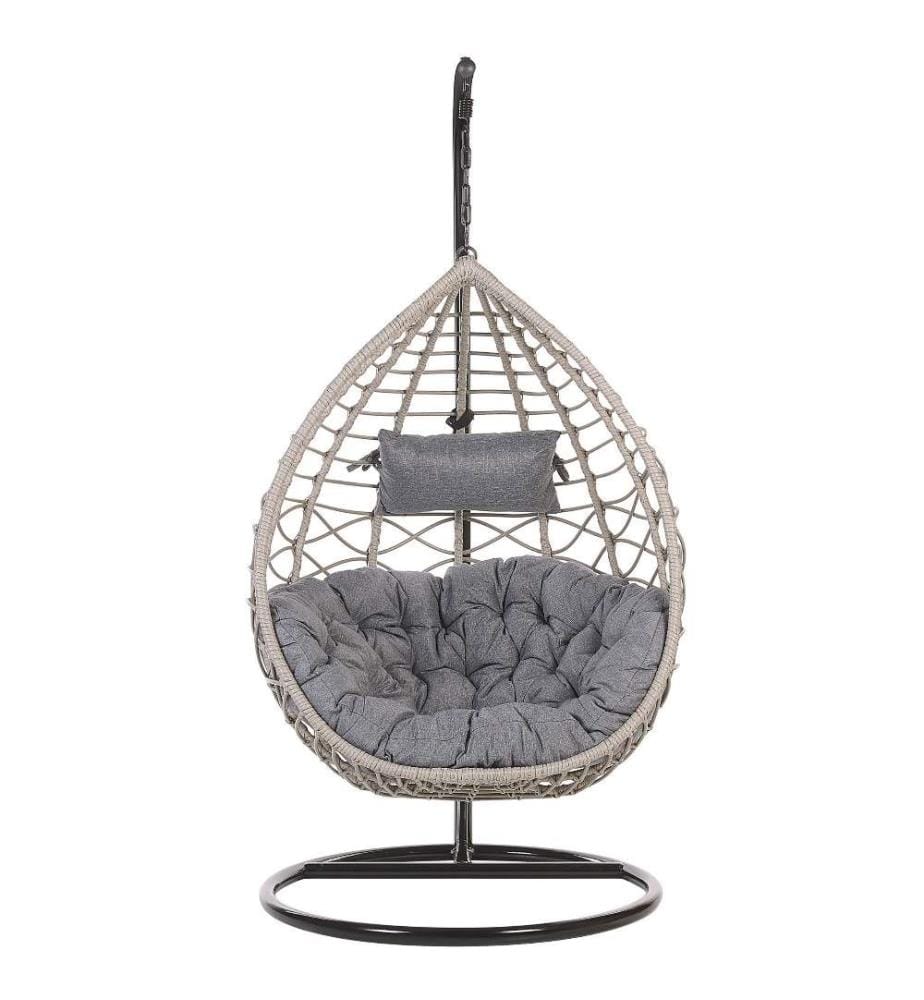 Hängesessel mit Gestell ARSITA Polyrattan Grau