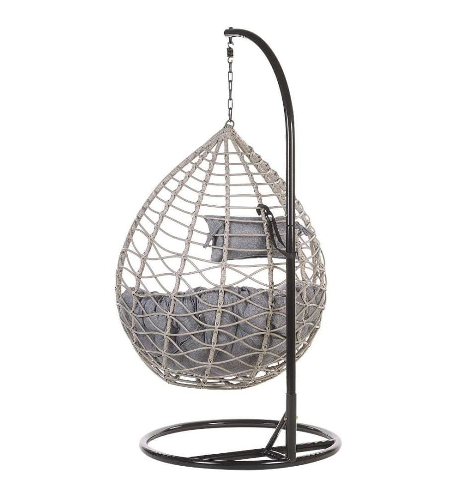 Hängesessel mit Gestell ARSITA Polyrattan Grau