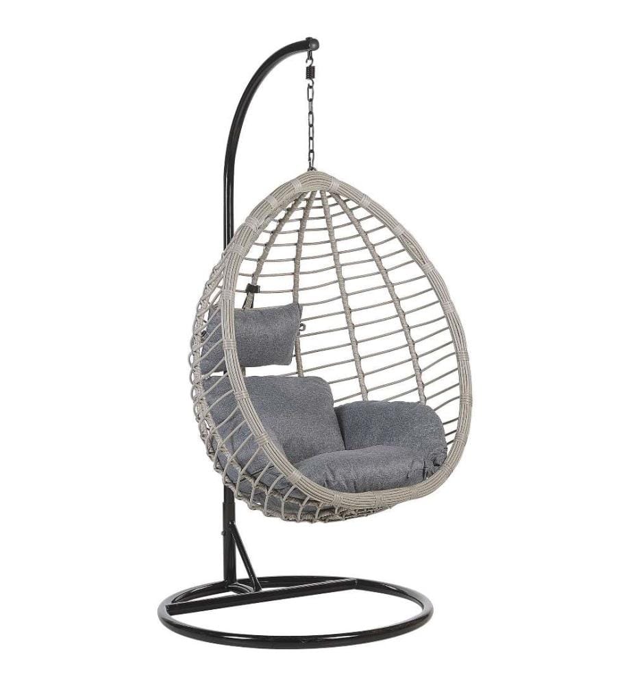 Hanging Chair with Stand TOLLO PE Rattan Grey