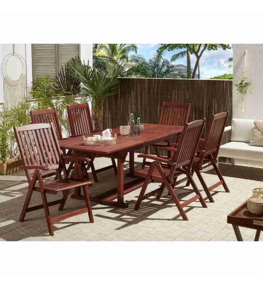 Table de salle à manger de jardin extensible TOSCANA 160/220 cm 90 cm Acacia Marron foncé