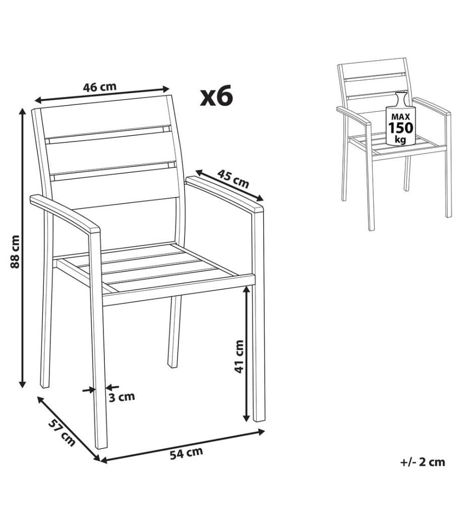 Gartenstuhl 6er Set VERNIO Weiss
