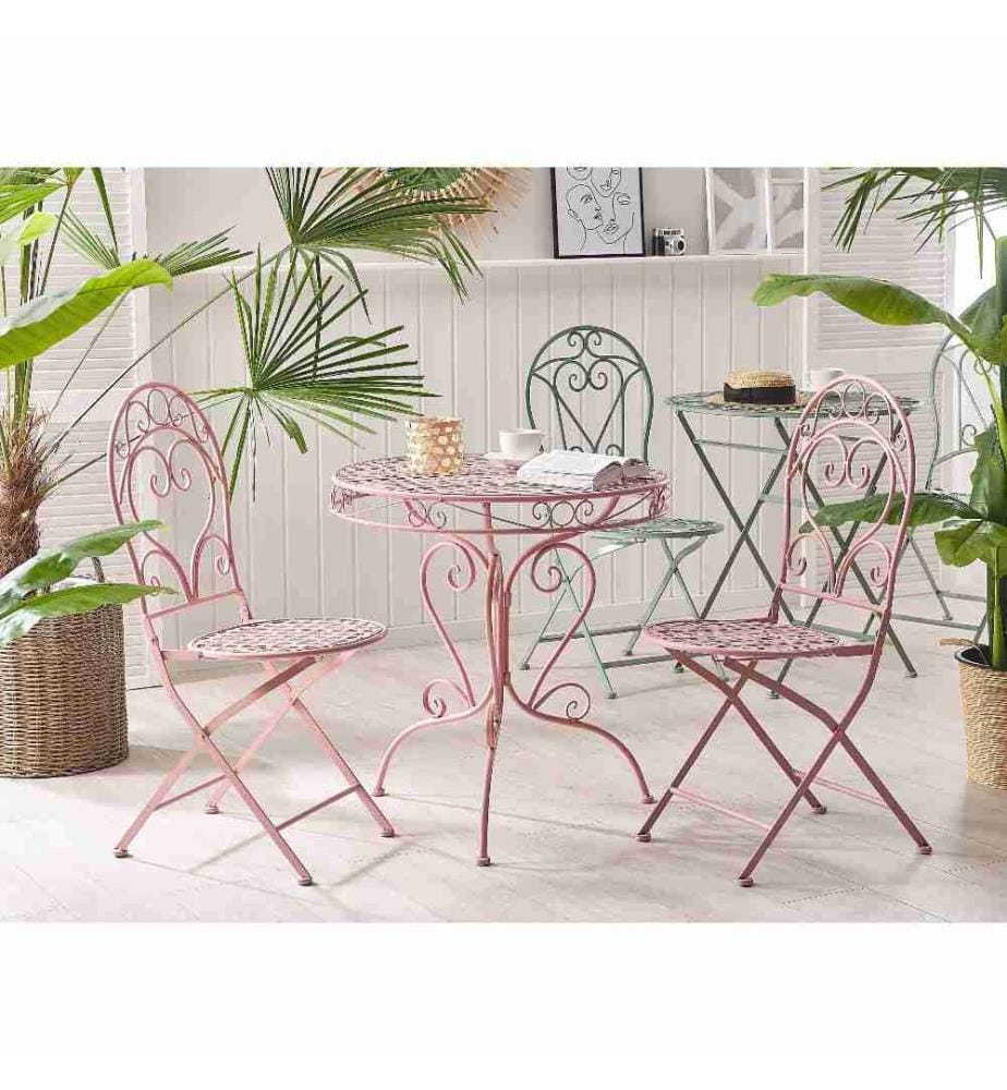 Lot de 2 chaises de jardin ALBINIA Métal Rose