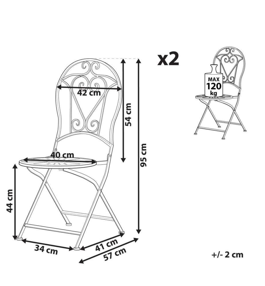 Gartenstuhl 2er Set TRENTO Metall Hellgrün