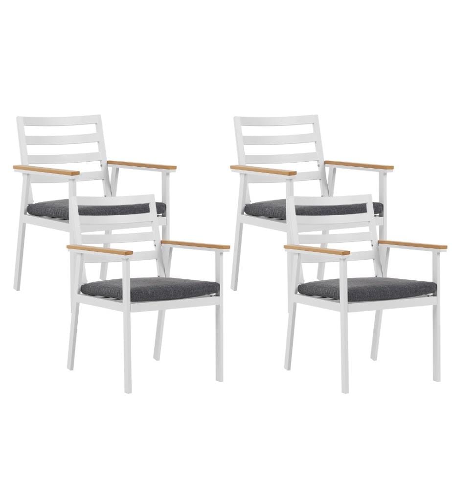 Lot de 4 chaises de jardin avec coussins CAVOLI Métal Gris