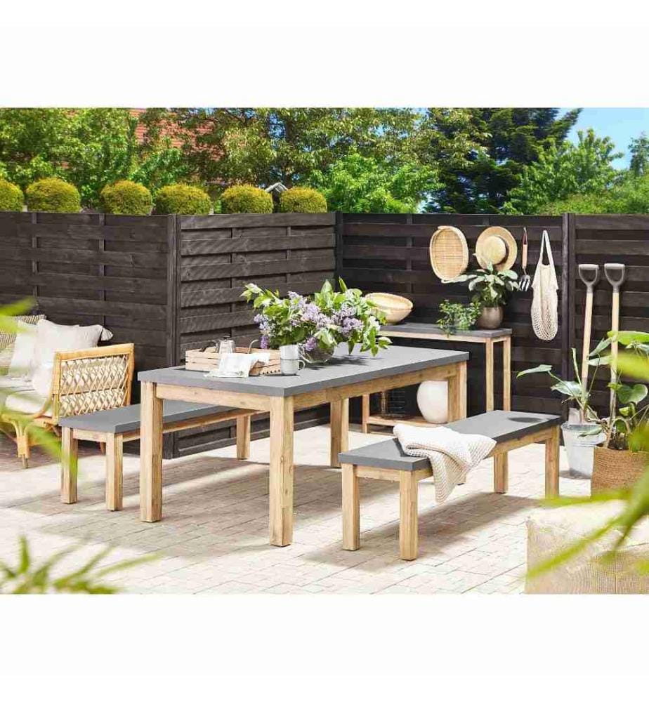 Table de salle à manger de jardin OSTUNI 180 cm 90 cm Béton Gris