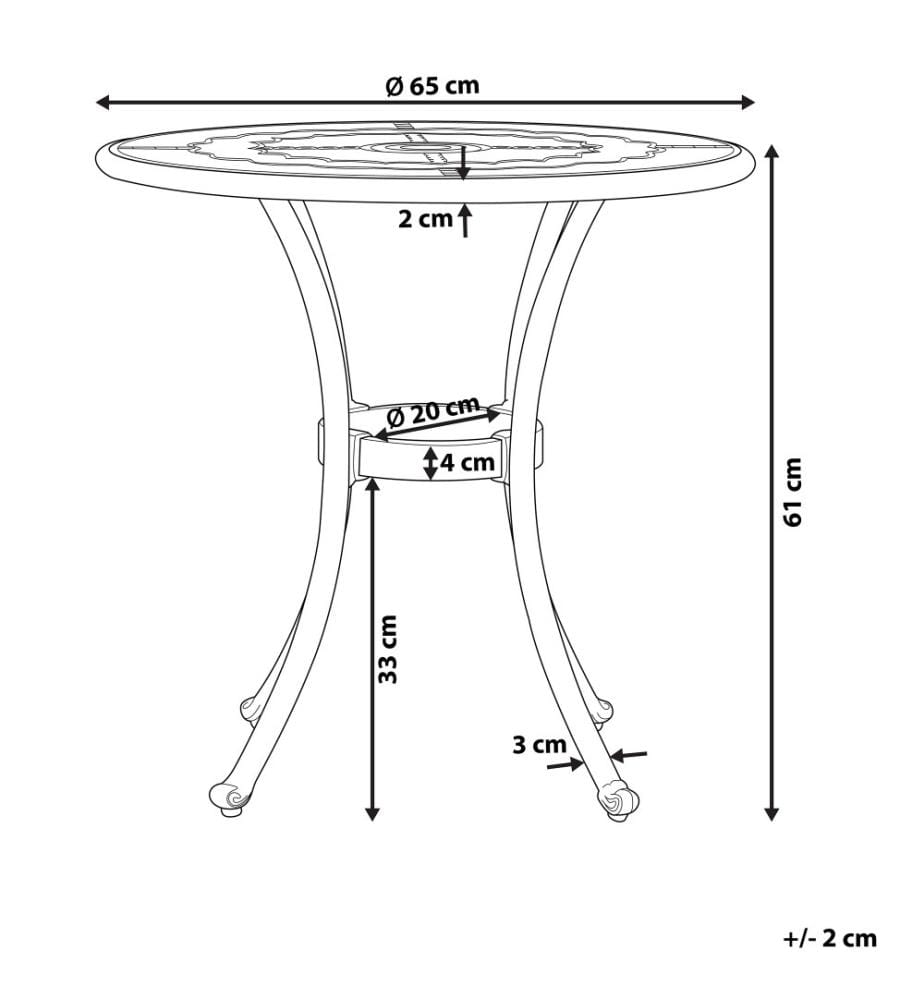 Table bistrot BOVINO 65 cm 65 cm Métal Marron foncé
