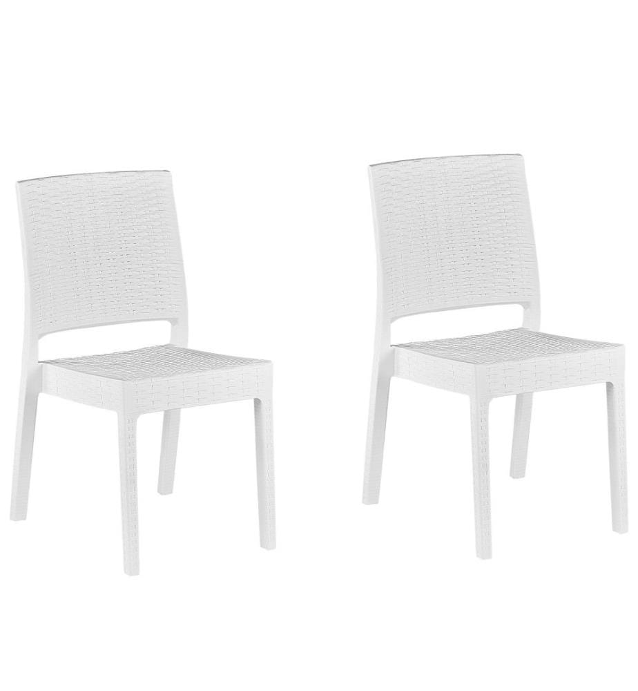 Gartenstuhl 2er Set FOSSANO Kunststoff Weiss