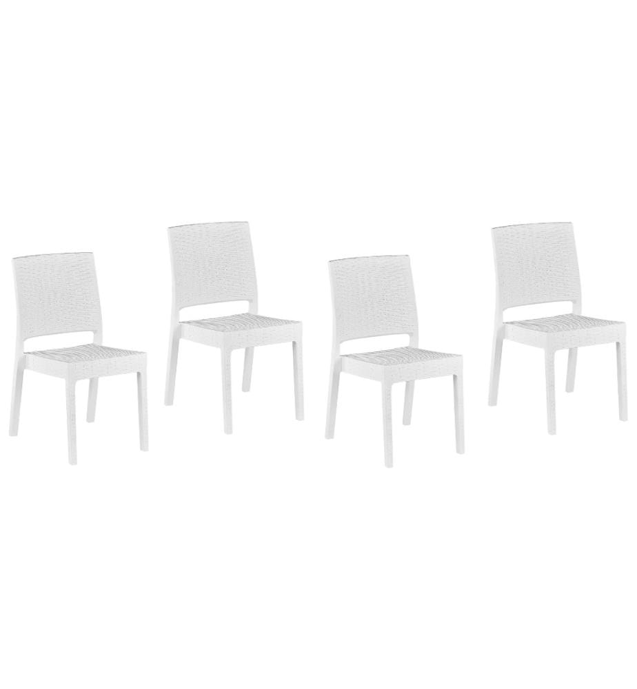 Gartenstuhl 4er Set FOSSANO Kunststoff Weiss
