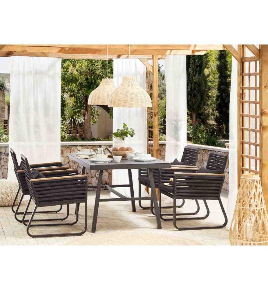 Gartentisch CANETTO 150 cm 90 cm Glas Schwarz