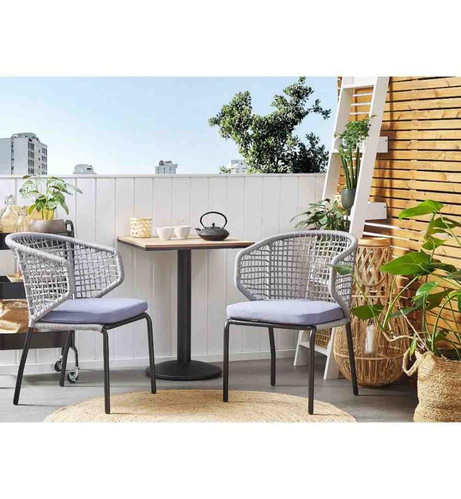 Set mit 2 Stühlen und Sitzkissen PALMI Metall Grau