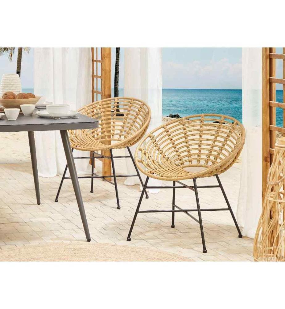 Gartenstuhl 2er Set ACERRA Polyrattan Hellbraun
