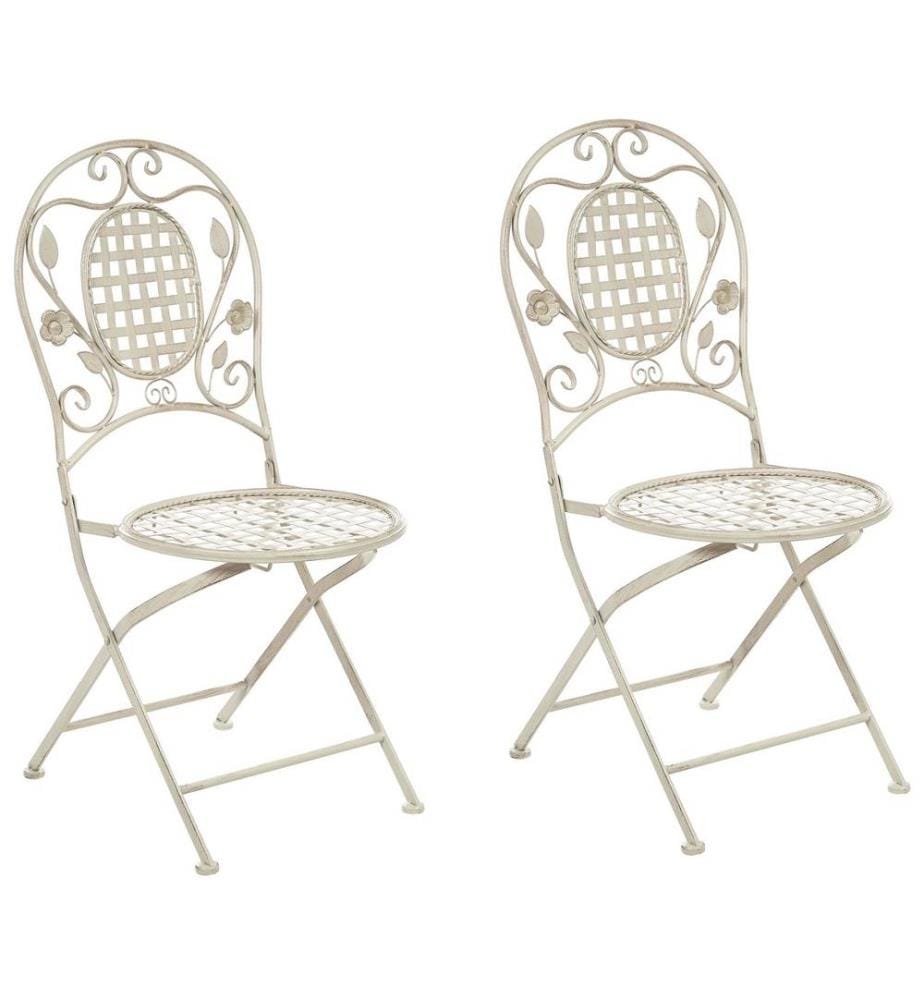 Gartenstuhl 2er Set BIVIO klappbar Metall Cremeweiss