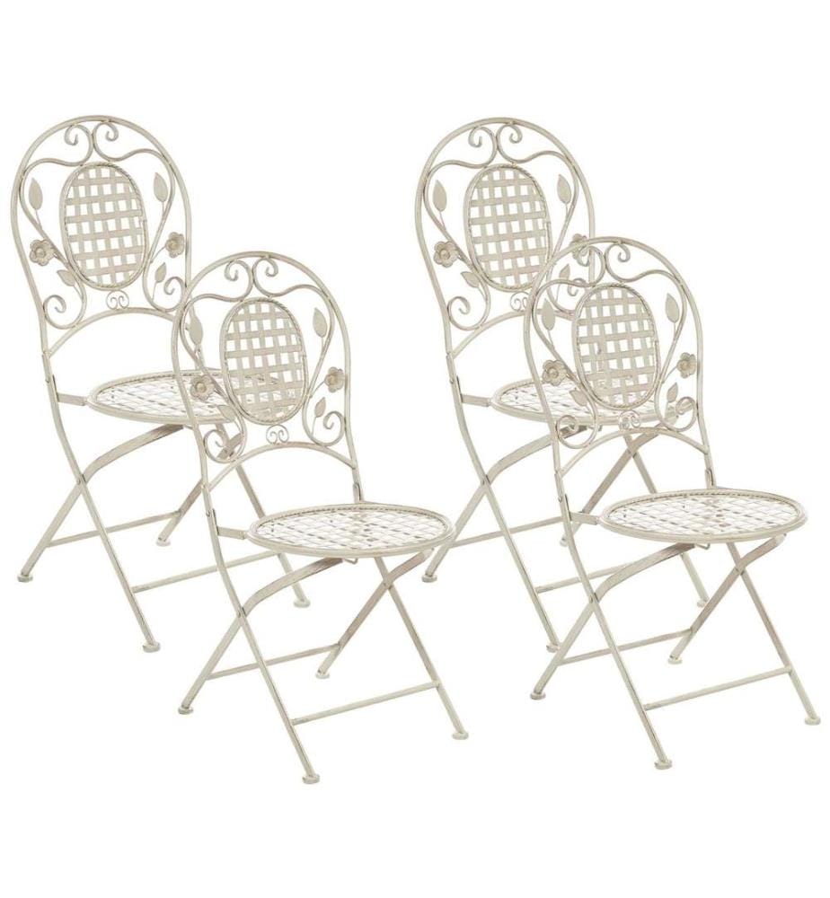 Gartenstuhl 4er Set BIVIO klappbar Metall Cremeweiss