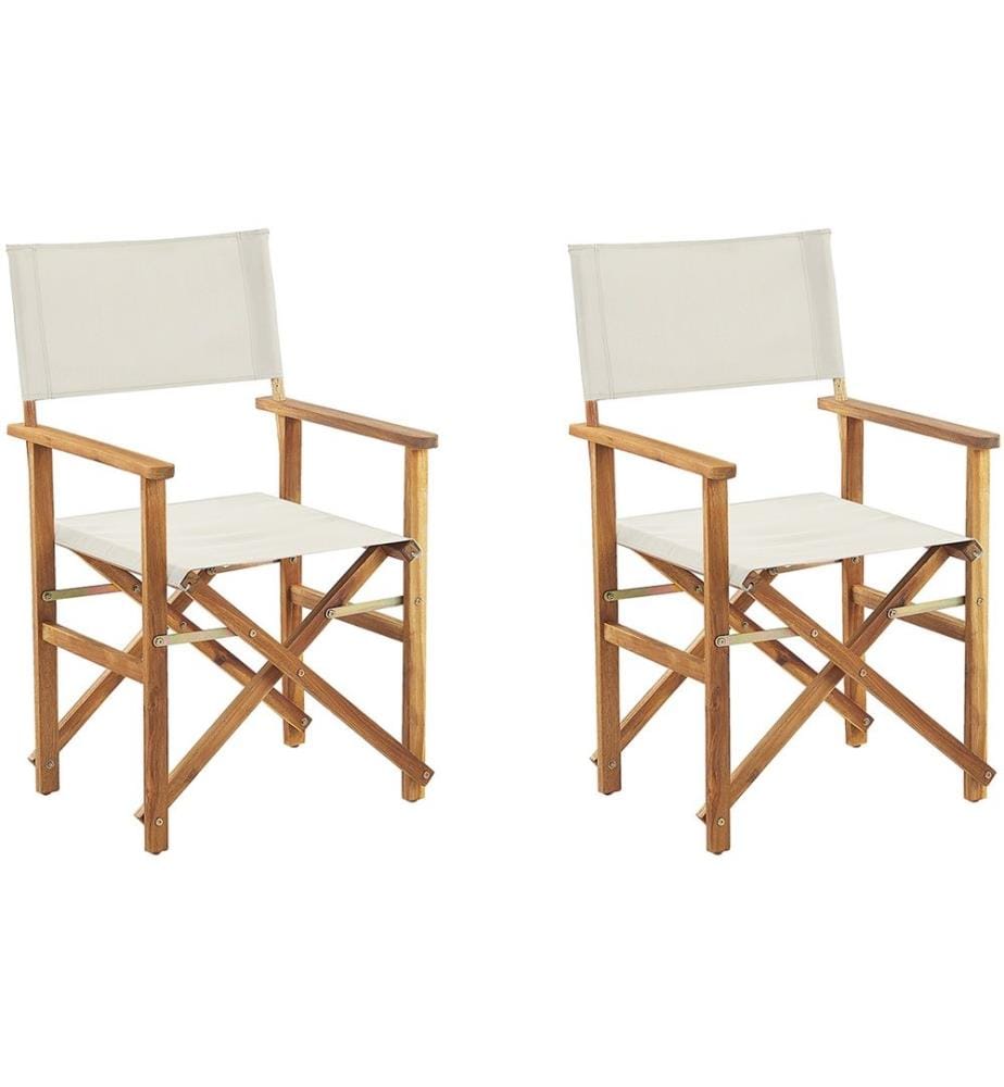 Lot de 2 chaises de jardin CINE Acacia Blanc cassé