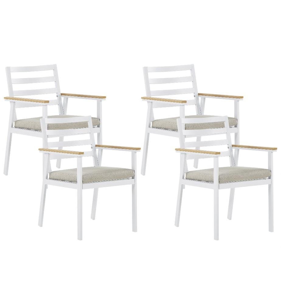 Set mit 4 Stühlen und Sitzkissen CAVOLI Metall Beige