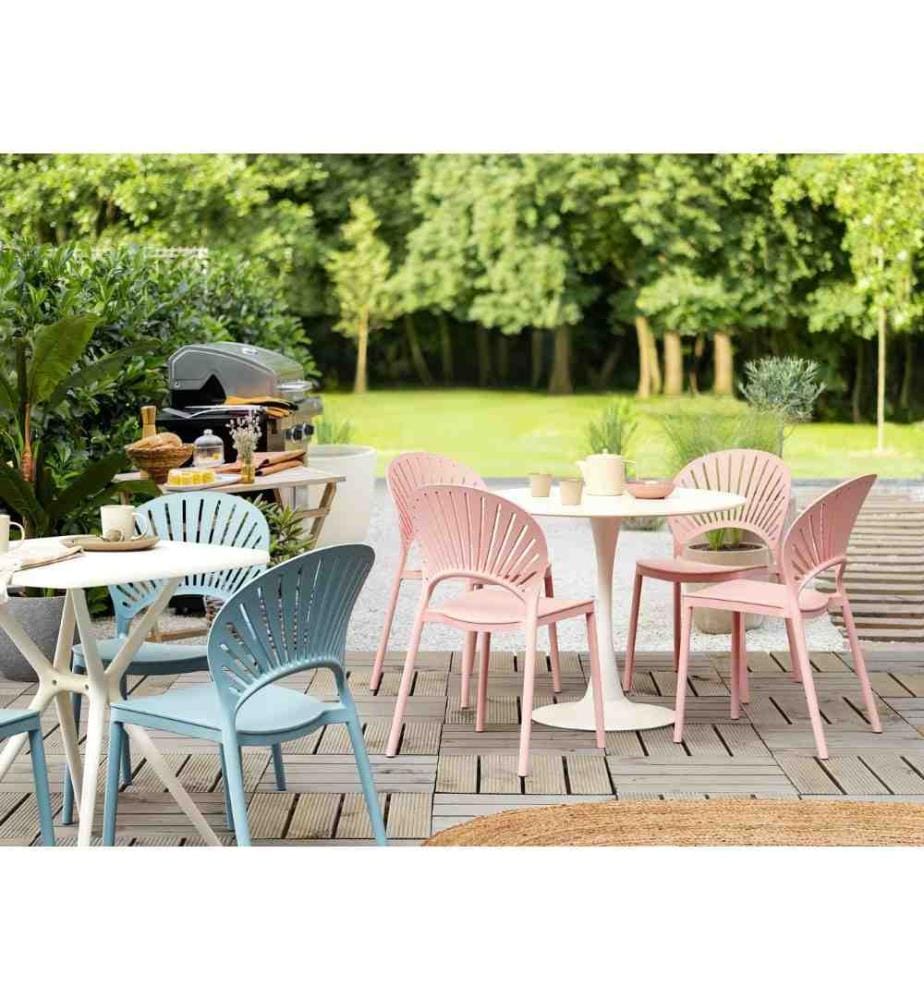 Lot de 4 chaises de jardin OSTIA Rose pastel