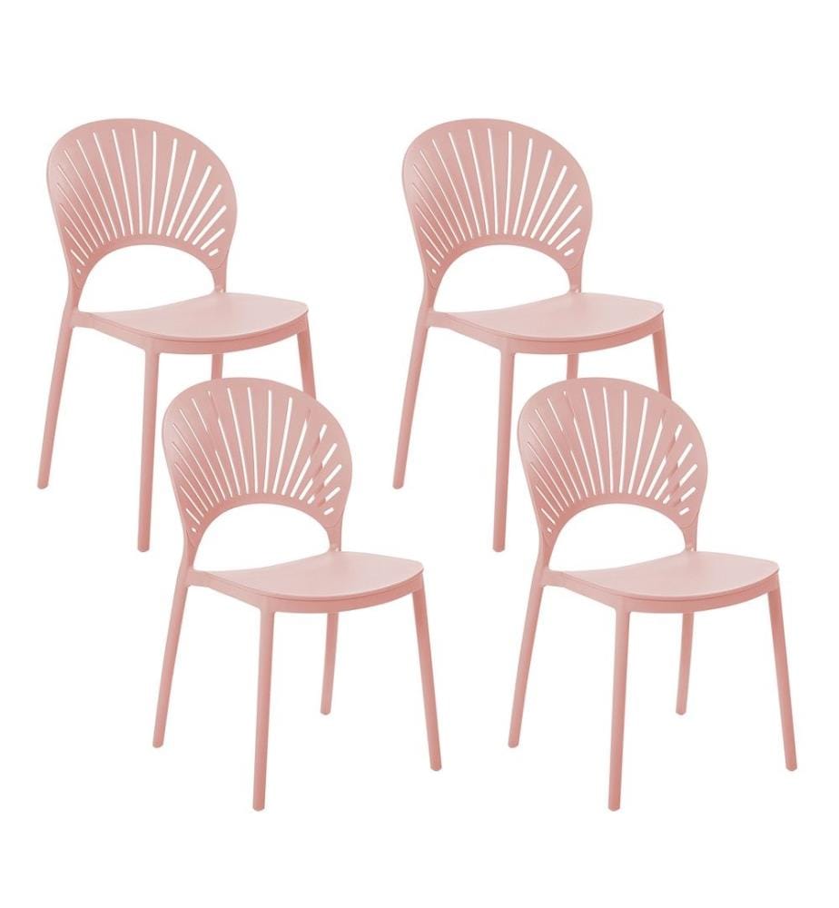 Lot de 4 chaises de jardin OSTIA Rose pastel