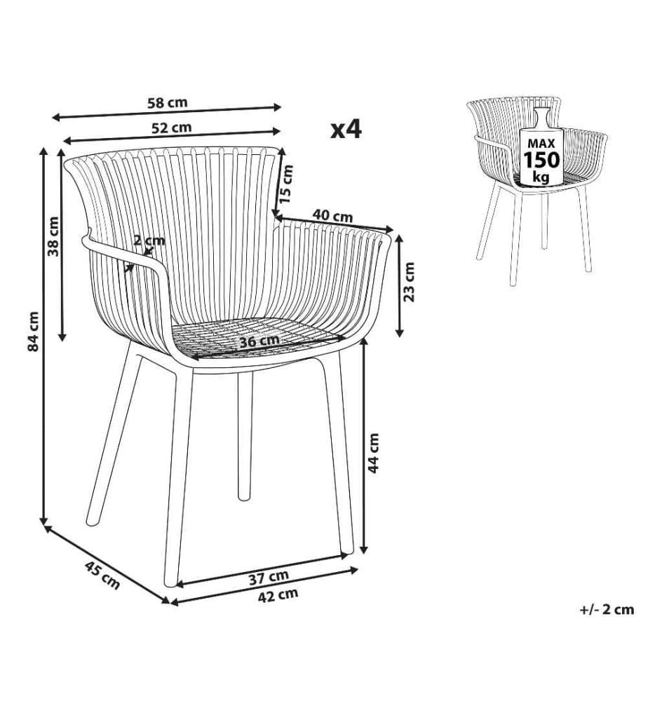 Gartenstuhl 4er Set PESARO Weiss