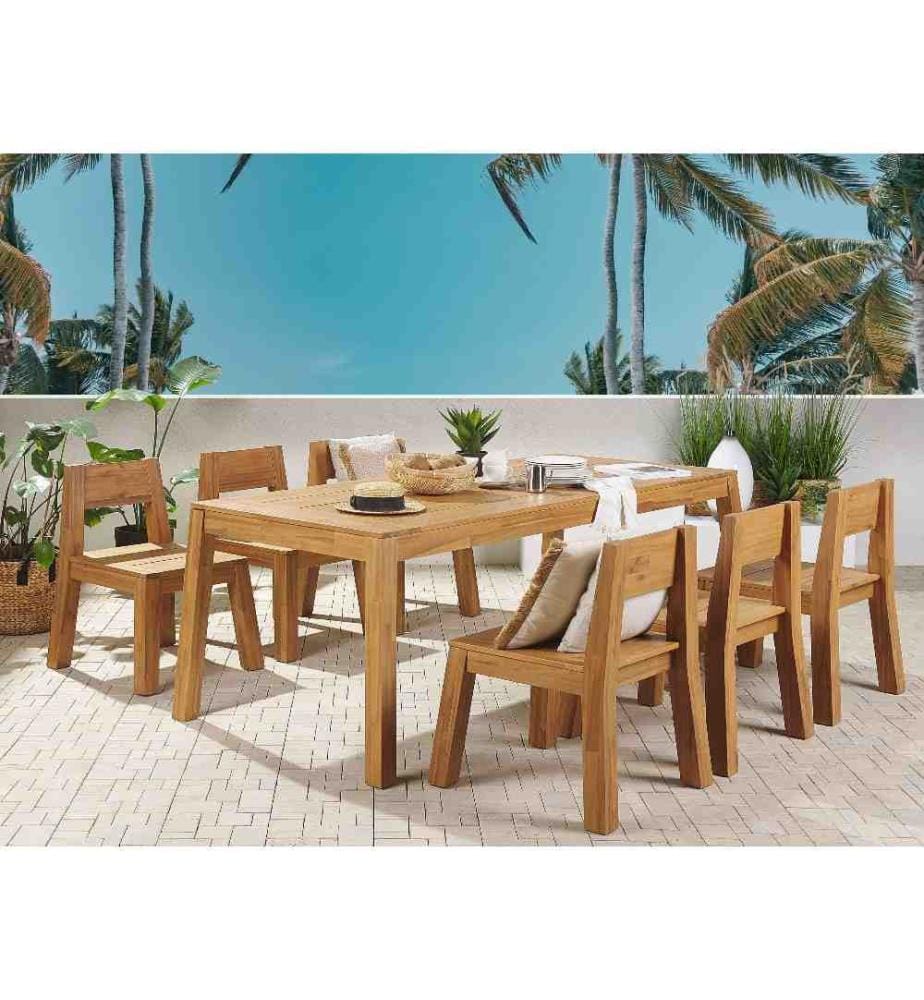Lot de 4 chaises de jardin LIVORNO Acacia Marron