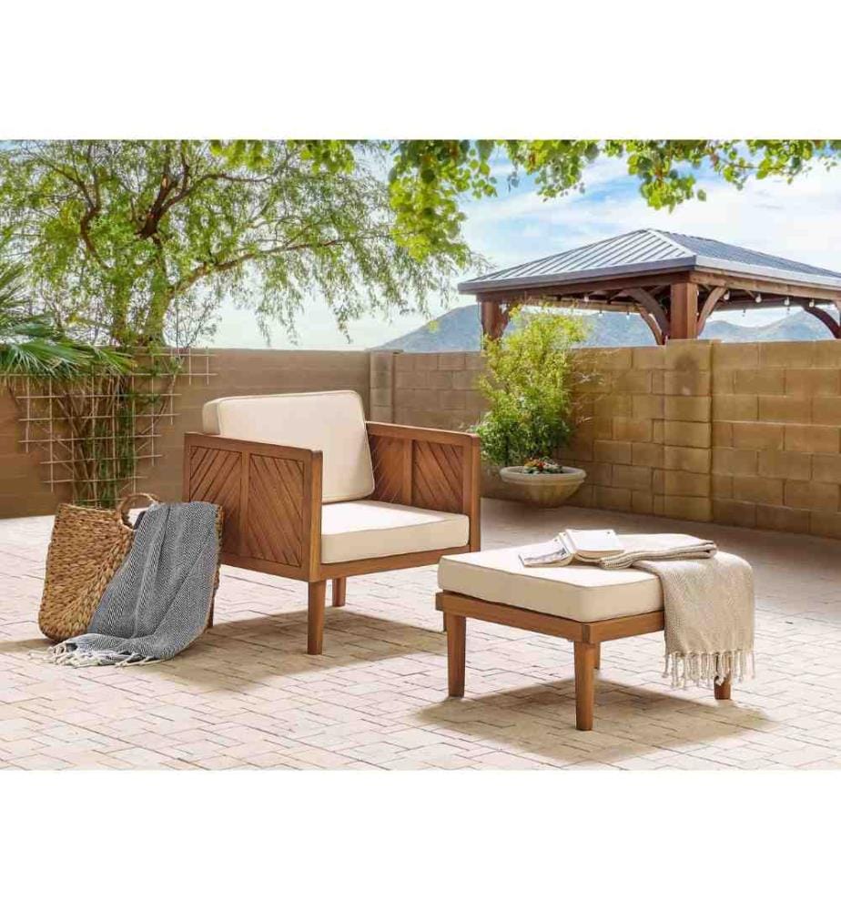 Ottoman de jardin BARATTI Acacia Marron