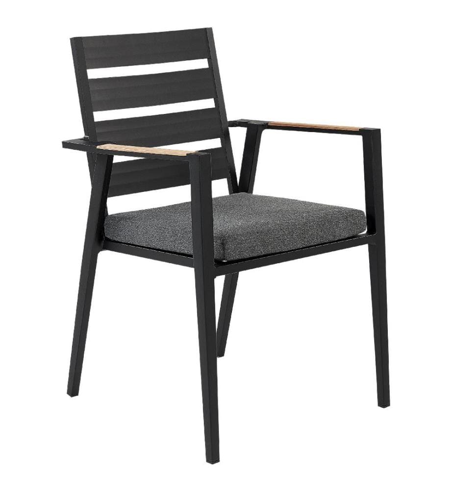 Set mit 4 Stühlen und Sitzkissen TAVIANO Metall Schwarz