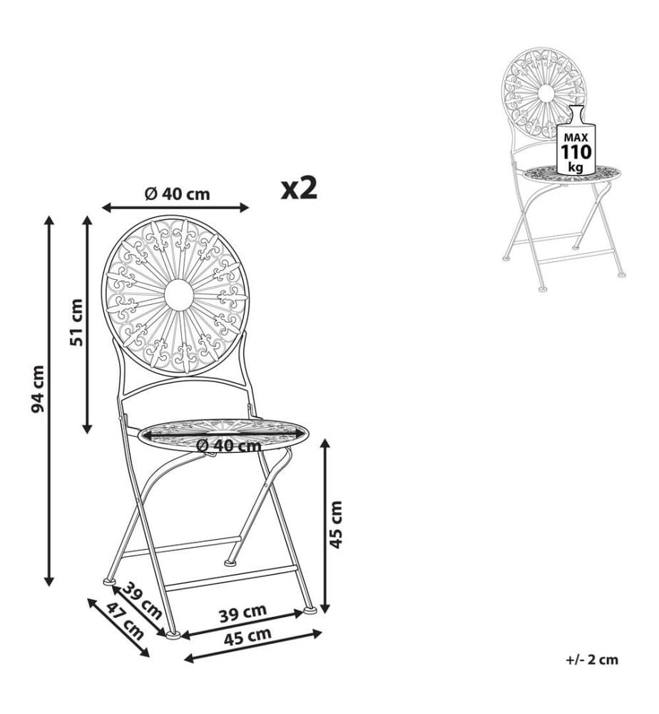 Lot de 2 chaises de jardin SCAFA Métal Blanc