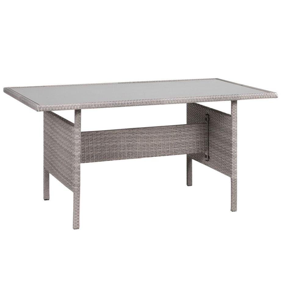 Table de salle à manger de jardin VITERBO 145 cm 80 cm Verre Gris clair