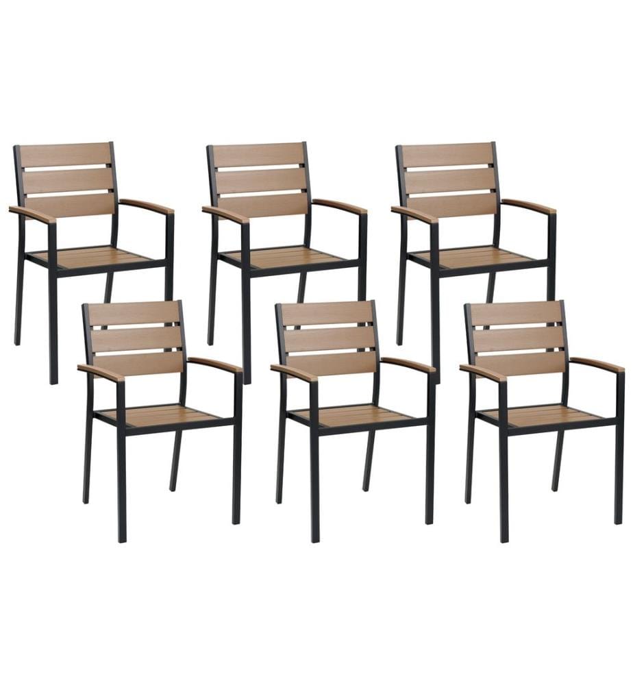 Gartenstuhl 6er Set VERNIO Braun / Schwarz