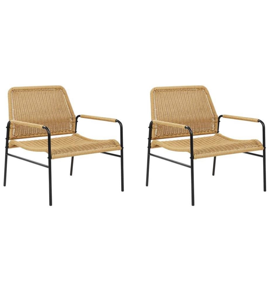 Lot de 2 chaises de jardin PRASIMO Polyrotin Naturel